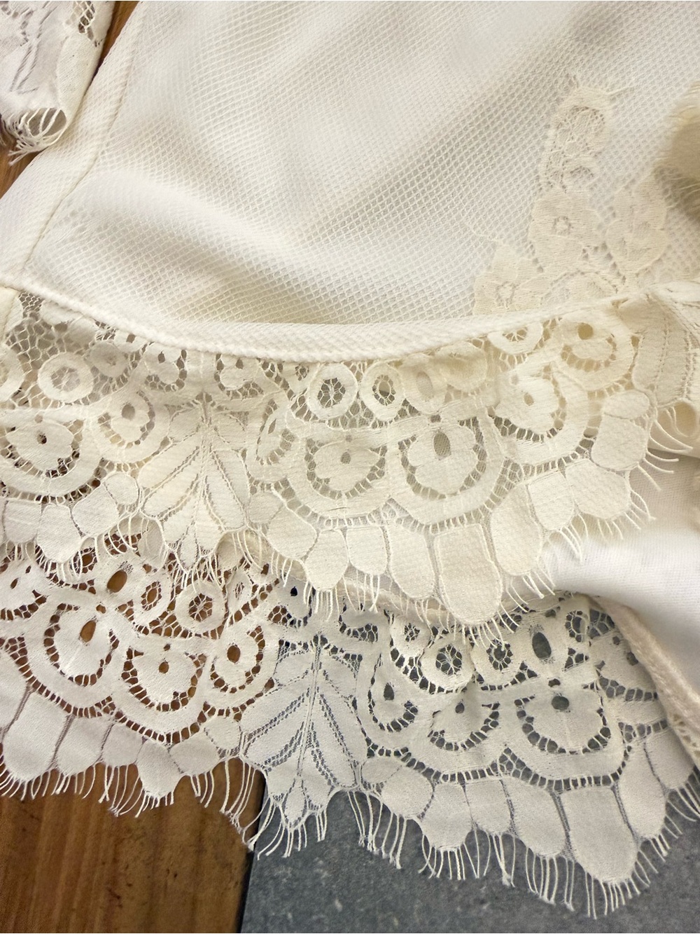 Show Me Your MuMu Loretta Romper White Ivory Lace Bell Sleeve Romper XL - Picture 9 of 16